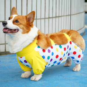 <b>Dog</b> Four Legged Full Coverage Belly Band Dustproof Pet Outdoor Bodysuit Corgi <b>Clothes</b> Yellow Purple Dark Blue Four Seasons - Product Image 1