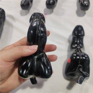 Doğal siyah obsidian taş yapay penis penis özel insansı şekilli kristal adam yapay penis horoz - Product Image 4