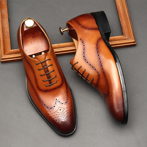Chaussures Oxford pour hommes en cuir véritable à bout carré, style coréen, formelles, faites à la main, antidérapantes, respirantes et légères - Product Image 6