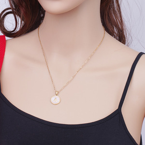 Zogxin Letter B Pendant Pink Shell Gold Plated Necklace For Women Daily Wear Gift Jewelry - Product Image 4