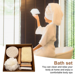 7PCS Bath Set With Scrubbing Towel Bath Brush Pumice Stone Sisal Bath Flower Set Holiday Gift Box - Product Image 5