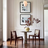 Table basse ronde SAIDKOCC D75*76CM en marbre naturel, style minimaliste de luxe, esthétique, villa moderne, personnalisable, décoration de salon