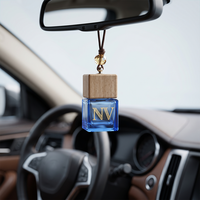 Flacon diffuseur de parfum carré en verre transparent vide de 8 ml avec bouchon en bois, pendentif diffuseur de parfum à suspendre, vente en gros, plusieurs couleurs