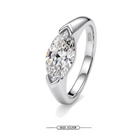 Bague de luxe en argent sterling 925 avec moissanite taille marquise pour femme, bijou délicat en argent pour mariage et fiançailles