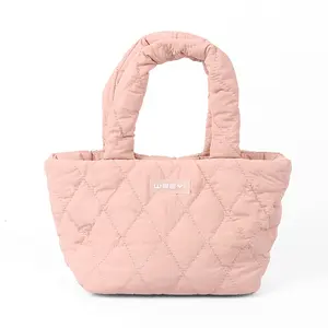 CHANGRONG Custom Pink Nylon Quilted Puffer Shoulder Bag Women