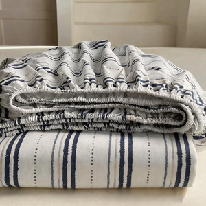 Parure de draps <span class=keywords><strong>en</strong></span> <span class=keywords><strong>percale</strong></span> 100 % coton biologique, soie naturelle, poches profondes, taille King, avec taies d'oreiller et <span class=keywords><strong>drap</strong></span>-housse rayé - Product Image 1