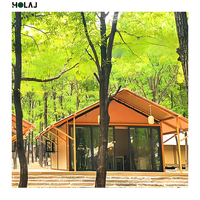 Tente de luxe pour hôtel 5x9m, structure en bois, toile en tissu, maison préfabriquée à coque rigide quatre saisons pour expérience de glamping en station balnéaire, individuelle