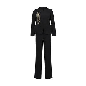 Conjunto de Blazer y Pantalones de Oficina para Mujer, Color Negro, Personalizado OEM ODM - Product Image 1
