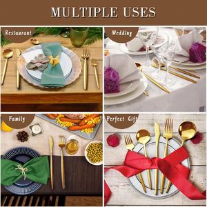 Wholesale 5 Pcs Restaurant Gold Flatware Stainless Steel German Cutlery Spoons Fork Knife Matte Gold Portugal Cutlery - Product Image 6