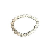 Nouveauté - Pierre précieuse naturelle de qualité supérieure - Pierre de Dalmatien naturelle - Bijoux unisexes - Perles de pierre naturelle - Perles de cristal réelles pour bracelet