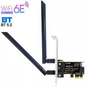5374Mbps WIFI 6E PCI-E Tarjeta de red inalámbrica AX210 802.11AX 2,4G/5G/6Ghz 3 bandas PCI e WIFI 6 PCIE 2 en 1 WIFI Adaptador Bluetooth