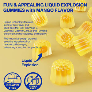 Gomitas OEM veganas sin azúcar Omega-3 <span class=keywords><strong>1000mg</strong></span> gominolas rellenas de cúrcuma Omega 3 con algas DHA EPA Vitaminas A Zinc y <span class=keywords><strong>MSM</strong></span> - Product Image 3