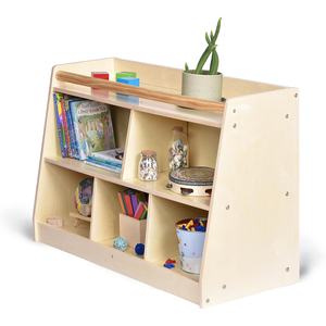 Estantería Montessori para <span class=keywords><strong>Libros</strong></span> Infantiles, Organizador de Almacenamiento para Bebés, Armario Infantil de 2 Niveles con Barra de Seguridad para Sala de Juegos - Product Image 1