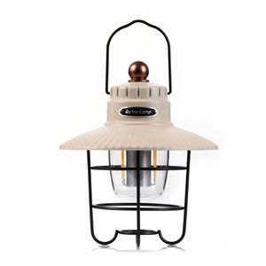 Retro Lamp Outdoor <b>Camping</b> <b>Lantern</b> USB Rechargeable <b>LED</b> Warm White Light Portable Tent Light Green - Product Image 3