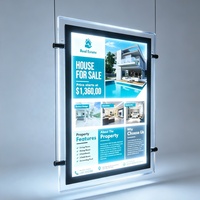 Panneau publicitaire immobilière rétroéclairé A2 A3 A4, affiche publicitaire à suspendre à la fenêtre, cadre acrylique magnétique LED mince carré pour intérieur, boîte à lumière