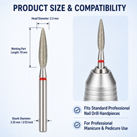 2.3*10mm Flamme Forme Diamant Nail Bit Manucure Pédicure Outils pour Cuticule Propre Instrument Blister Emballage Nail Drill Bit