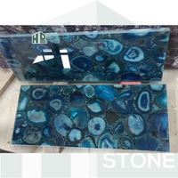 Dalle d'agate bleue de comptoir en pierre de luxe populaire pour le plan de travail de comptoir de Stone Island