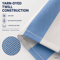 Serviette carrée commerciale en sergé de polyester filé MJS, teinte en fil, à rayures Cabana, 20x20 pouces, 240 GSM, réutilisable pour hôtels et restaurants