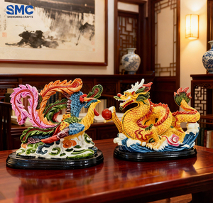Sculpture 3D en résine artistique personnalisée SMC OEM, <span class=keywords><strong>dragon</strong></span> et phénix, style chinois, statue de couple, cadeau de Noël, cadeau de mariage, décoration de la maison - Product Image 6