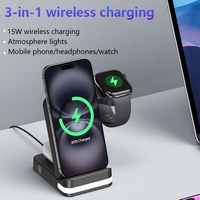 Nouvelle station de charge sans fil 3-en-1 2025 avec veilleuse, charge rapide 10W, port Type-C pour téléphones mobiles et montres