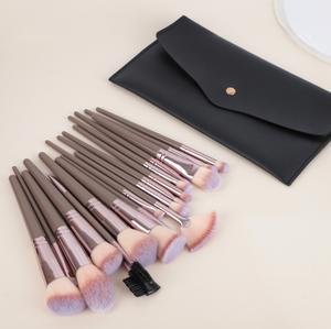 ชุดแปรงแต่งหน้า 20 ชิ้น สีแชมเปญ ขนแปรงสังเคราะห์ ด้ามพลาสติก พร้อมพัฟไข่ ถ้วยล้างแปรง ชุดแปรงแต่งหน้าสำหรับใบหน้าและดวงตา - Product Image 5