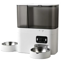 Distributeur automatique intelligent 2-en-1 pour animaux de compagnie avec fontaine à eau, caméra HD 1080P, contrôle à distance via application, vision nocturne, audio bidirectionnel et anti-fuite