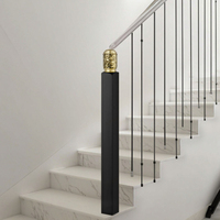 MEIXI Poteau d'escalier moderne de luxe léger - Noir, bois massif, alliage d'aluminium, personnalisable, garde-corps d'escalier DIY, garantie 1 an pour villa