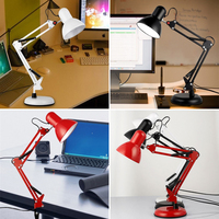 Pince à pince traditionnelle à incandescence E27 ampoule métal travail lampe de lecture classique cadre en métal étude Led Table lampe de bureau