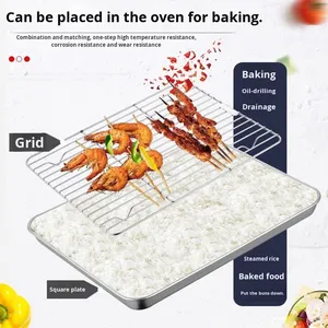 Multifunktionales Umweltfreundliches BPA-Freies Lebensmittelechtes 2-Teiliges Rechteckiges Edelstahl-Serviertablett Kühlgestell für Restaurants - Product Image 2