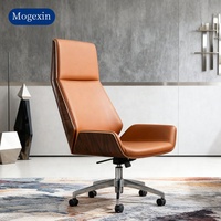 Chaise de bureau moderne marron simple avec dossier haut Chaise de direction de luxe ergonomique et confortable pour la réception de messages professionnels