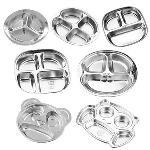 New Product Compartment Tray Stainless Steel School Lunch Box Fast Food Snack Plate