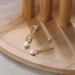 GPE49 RINNTIN Fashion <strong>Infinity</strong> <strong>Earrings</strong> Pearl <strong>Earrings</strong> 925 Sterling <strong>Silver</strong> 14K Gold Plated <strong>Earrings</strong> for Women - Product Image 4