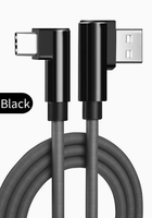 Kabel Data Tipe C Double Elbow Tekstur Kain Tenun USB Universal untuk Pengisian Daya dan Transfer Data Ponsel