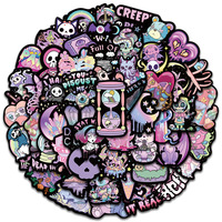 50 autocollants Diablo gothiques violets cool, style graffiti, pour bagages, téléphone portable, ordinateur, décoration, autocollants DIY