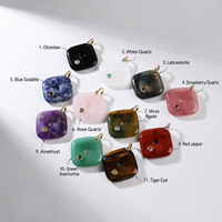 Pendentifs en pierres précieuses naturelles en forme de coussin, plaqués or 18 carats, incrustés de zircon, pour la fabrication de bijoux
