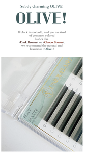 ขนตาปลอมแบบเกาหลีที่ไม่เหมือนใครได้รับการออกแบบสีมะกอก PBT ถาดแบนความยาวแบบผสมสำหรับการต่อที่ดูเป็นธรรมชาติ - Product Image 3