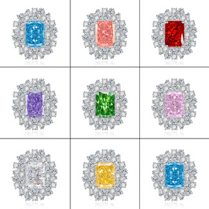 Anillos Florales de Cobre con Circonita Cúbica Geométrica Cuadrada de 10*14mm, Coloridos, para Mujer, Venta al Por Mayor de Joyería de Moda 2026 - Product Image 1