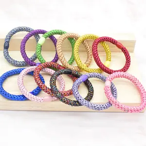 Colorful Korean Thick Braided Hair Tie Woven Ponytail Holders Glitter Hair Elastic Hairband