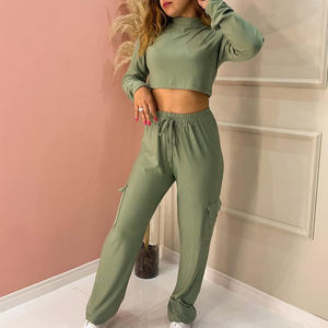 ชุดสูท<span class=keywords><strong>2</strong></span>ชิ้นกางเกงแฟชั่นแขนสั้นกางเกงขายาวเซ็กซี่สีพื้นลำลองทรงหลวมแฟชั่นใหม่ฤดูร้อน - Product Image 1