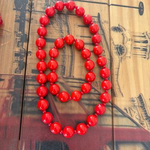 Collier ras du cou classique pour femmes avec perles, deux bracelets en pierre, collier de perles rouges porte-bonheur, ensemble cadeau pour <span class=keywords><strong>maman</strong></span>, sœur, fille - Product Image 6