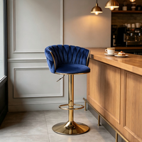 Tabouret de bar haut de gamme rembourré en velours tissé, dossier pivotant, hauteur réglable, chaise de comptoir pour bar à domicile, îlot de cuisine