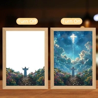 Personnalisé Jésus Marie Chrétien Catholique Religion 4D LED Peinture Cadre Photo Lampe Miracle pour la Prière Meilleurs Cadeaux D'anniversaire