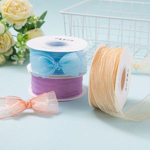 Ruban en crêpe froissé imprimé argenté 4 cm, ruban organza pour accessoires de mariage DIY, écologique, 100% polyester - Product Image 2