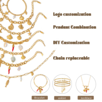 Bracelet, collier et bagues à maillons personnalisables avec logo, étanches, pour bijoux en laiton et acier inoxydable