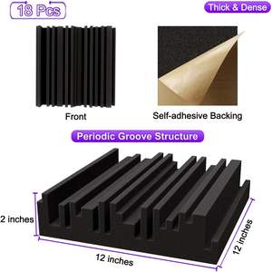 Espuma Absorbente de Sonido de Banda Ancha de 12 x 12 x 2 Pulgadas, Espuma de Aislamiento Acústico Densa, Loseta de Espuma Absorbente para Estudio de Grabación, Decorativa con Ranuras - Product Image 2