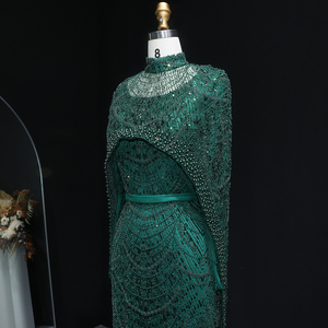 SharonSaid SS369A Dubai - <span class=keywords><strong>Vestido</strong></span> de Noche Musulmán de Lujo <span class=keywords><strong>Verde</strong></span> <span class=keywords><strong>Esmeralda</strong></span> con Mangas Largas y Capa para Mujer, Vestidos para Bodas y Ocasiones Especiales - Product Image 3