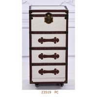 Commode à 3 tiroirs buffet armoire de rangement console table bois avec surface en toile
