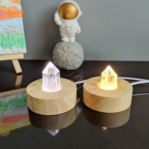 Runde Massivholz Atmosphäre Nachtlicht basis LED energie sparende Innen Schlafzimmer Tisch lampe Kristall kugel Display Basis - Product Image 3