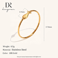 Cincin Ikan Tipis Lapis Emas 18K Bahan Stainless Steel untuk Wanita, Grosir Perhiasan Minimalis Trendi Lautan, Dapat Ditumpuk