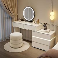 Nouvelle Coiffeuse Moderne en Bois 2026 avec Miroir, Meuble de Rangement Extensible pour Chambre à Coucher